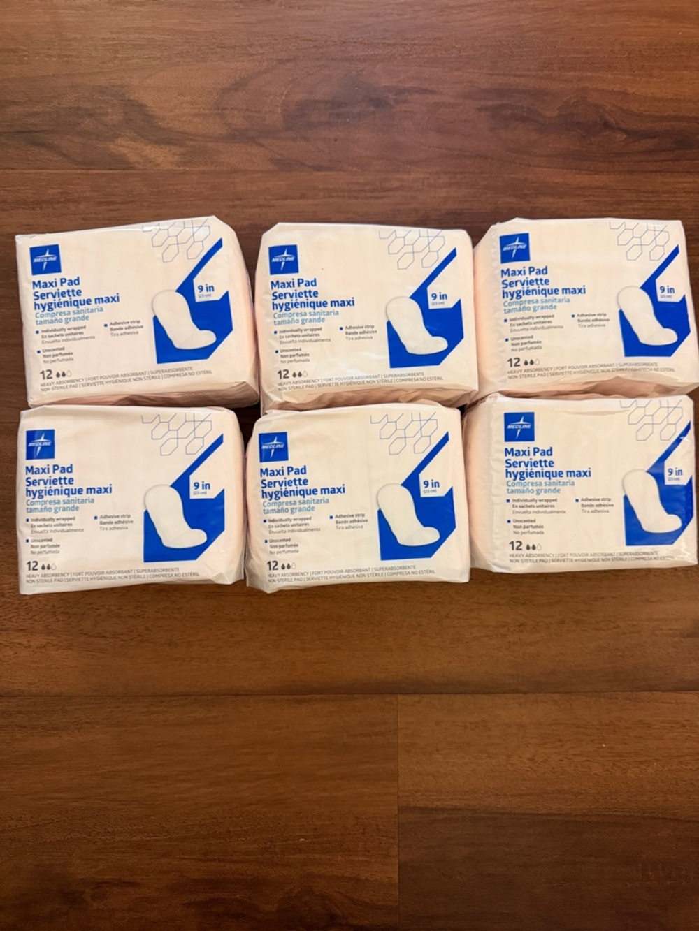 Maxi Pad Hygienique Maxi 9in - White (6 Pack) (12 count per pack) total 72 maxi